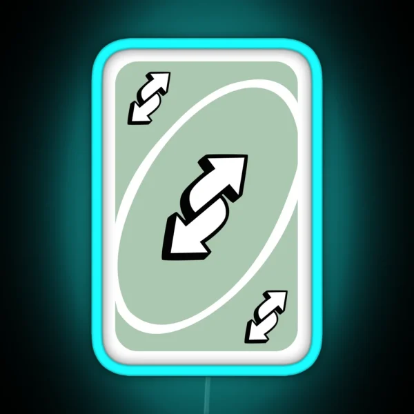 Uno Reverse Card Mint RGB Neon Sign
