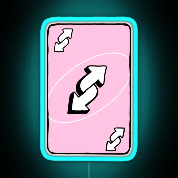 Uno Reverse Card Pastel Pink RGB Neon Sign