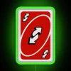Neon Uno Reverse Card Sign Adds Vibrant Red Color Accent Home Office