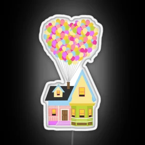 Up House With Heart Shaped Balloons RGB Neon Sign