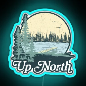 Up North Lake Blue Spruce RGB Neon Sign