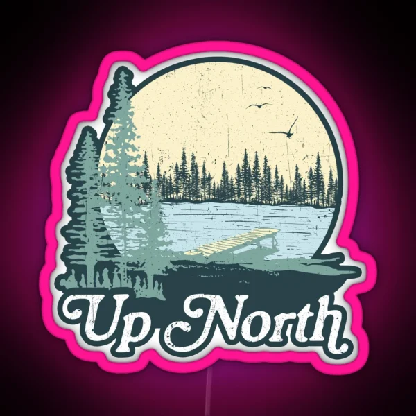 Up North Lake Blue Spruce RGB Neon Sign