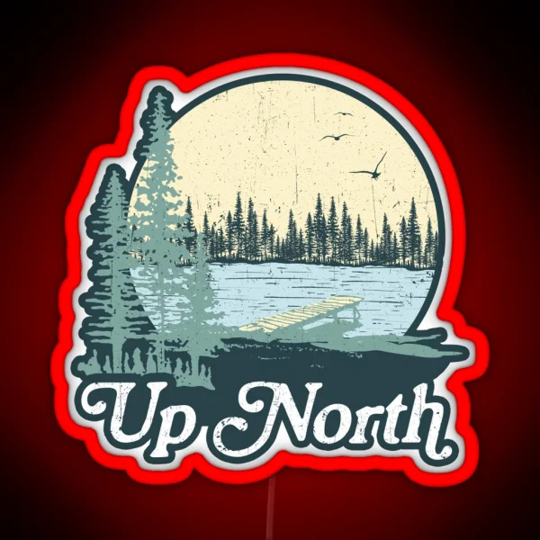Up North Lake Blue Spruce RGB Neon Sign