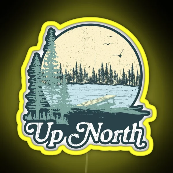 Up North Lake Blue Spruce RGB Neon Sign