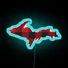 Upper Peninsula Michigan Yooper Plaid Flannel Design RGB Neon Sign Decor