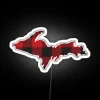 Upper Peninsula of Michigan-inspired vibrant plaid flannel design RGB neon light