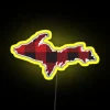 Upper Peninsula of Michigan themed Yooper Plaid Flannel RGB Neon Sign