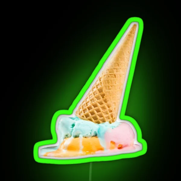 Upside Down Ice Cream Cone RGB Neon Sign