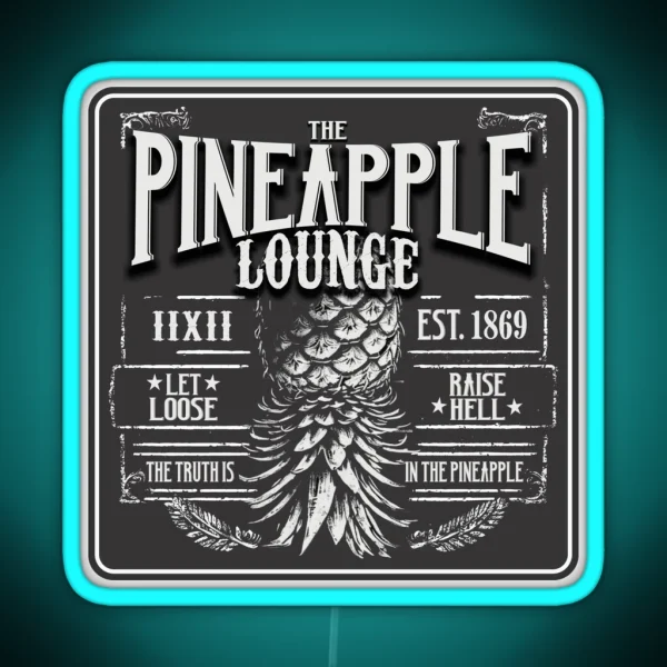 Upside Down Pineapple Rugged Lounge Dive Bar RGB Neon Sign