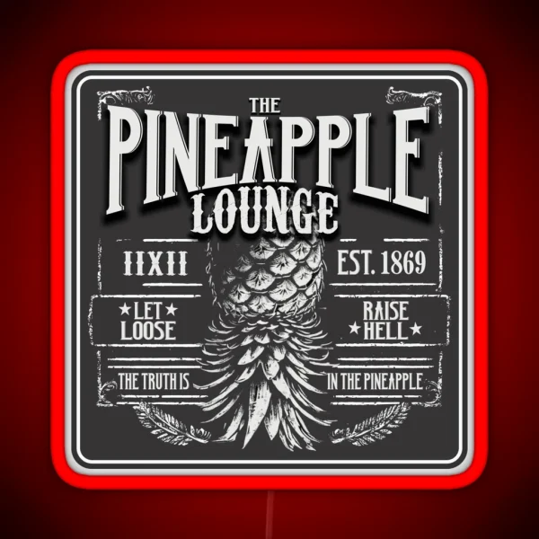 Upside Down Pineapple Rugged Lounge Dive Bar RGB Neon Sign