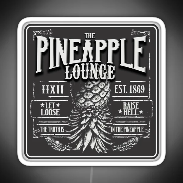 Upside Down Pineapple Rugged Lounge Dive Bar RGB Neon Sign