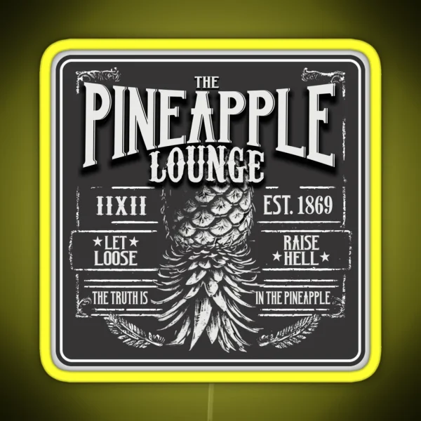 Upside Down Pineapple Rugged Lounge Dive Bar RGB Neon Sign