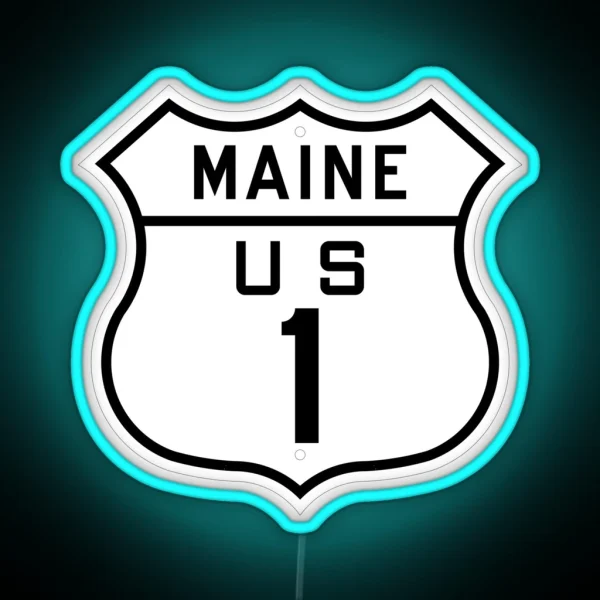 US Highway 1 Maine 1926 United States Highway Shield Sign RGB Neon Sign