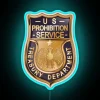 Vintage style US Prohibition Service Badge in vibrant RGB neon.