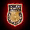 Vintage USA Law Enforcement Prohibition Service Badge Sign in Neon.