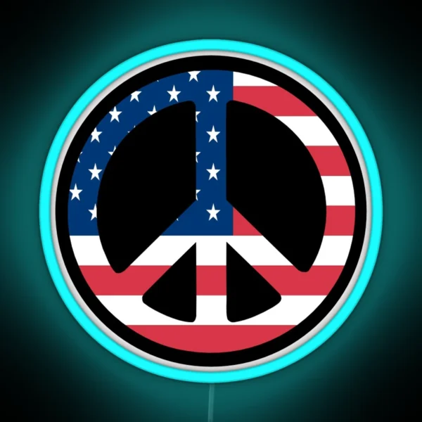 USA Peace Sign RGB Neon Sign