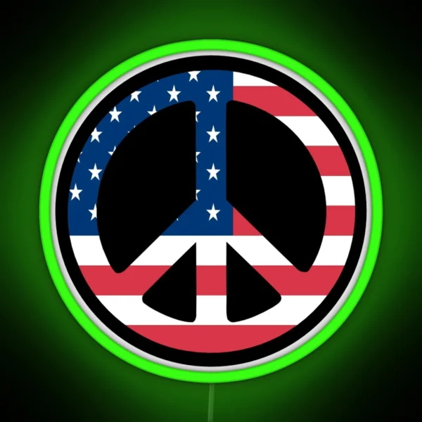 USA Peace Sign RGB Neon Sign