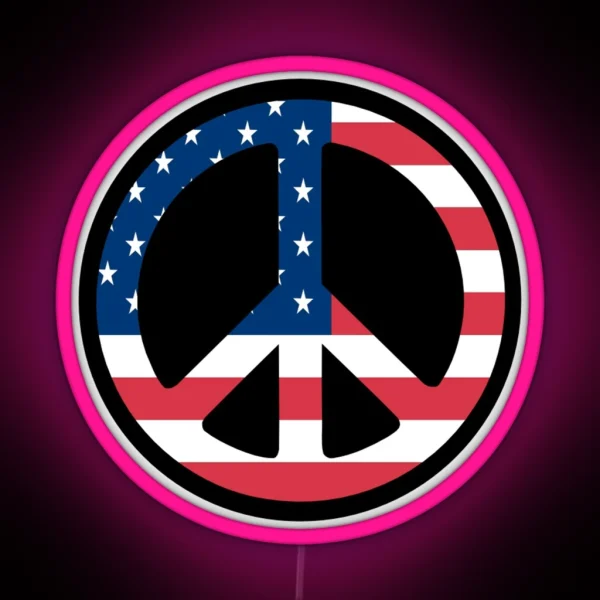 USA Peace Sign RGB Neon Sign