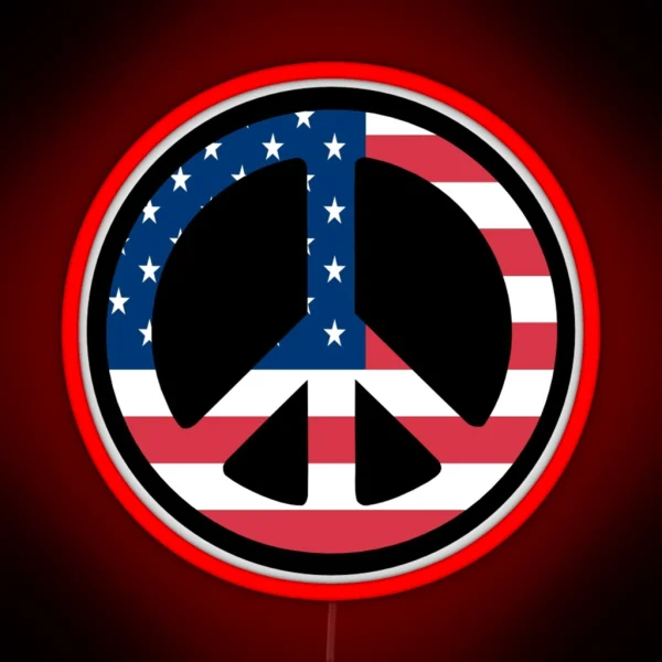USA Peace Sign RGB Neon Sign