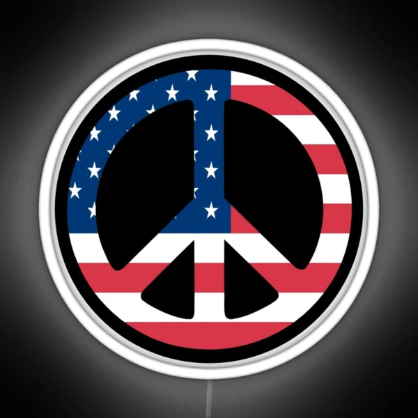 USA Peace Sign RGB Neon Sign