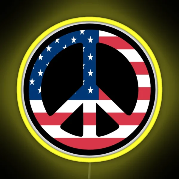 USA Peace Sign RGB Neon Sign