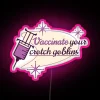 Vibrant RGB LED neon sign with humorous healthcare promotion message.