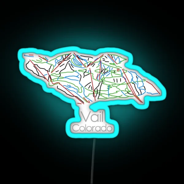 Vail Colorado Ski Snowboard Map RGB Neon Sign