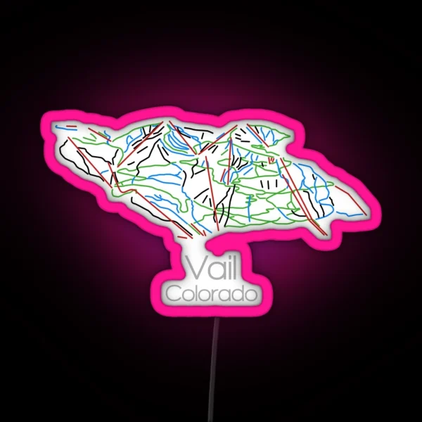 Vail Colorado Ski Snowboard Map RGB Neon Sign