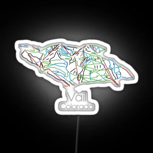 Vail Colorado Ski Snowboard Map RGB Neon Sign