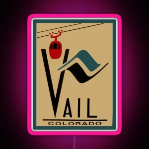 Vail Colorado Vintage Travel Decal RGB Neon Sign