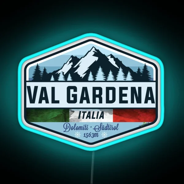 Val Gardena Italy Italia Ski Skiing Led Led RGB Neon Sign