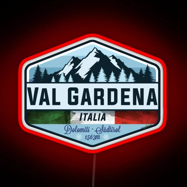 Val Gardena Italy Italia Ski Skiing Led Led RGB Neon Sign