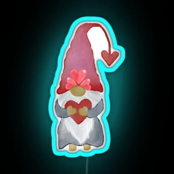 Valentine Gnomes Watercolor Clipart RGB Neon Sign