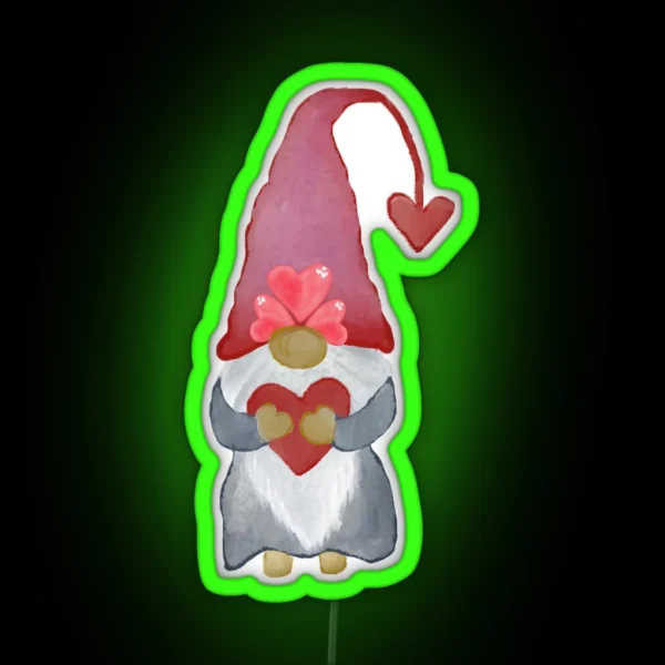 Valentine Gnomes Watercolor Clipart RGB Neon Sign