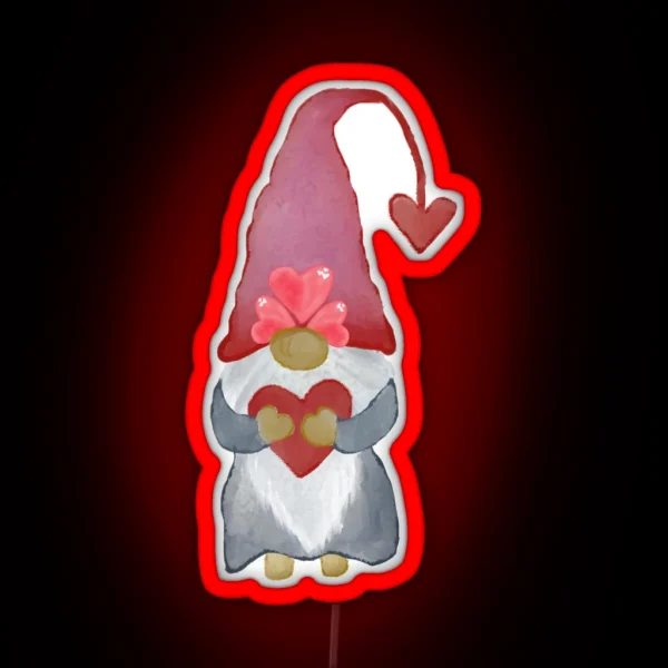 Valentine Gnomes Watercolor Clipart RGB Neon Sign