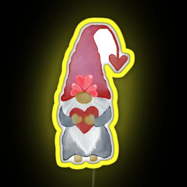 Valentine Gnomes Watercolor Clipart RGB Neon Sign