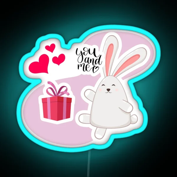 Valentine Rabbit Led Giving RGB Neon Sign