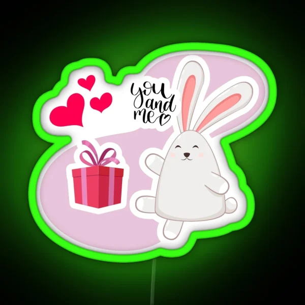 Valentine Rabbit Led Giving RGB Neon Sign