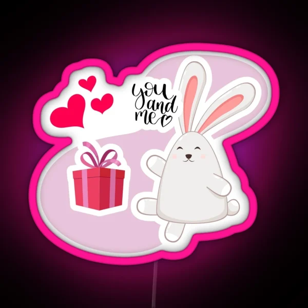 Valentine Rabbit Led Giving RGB Neon Sign