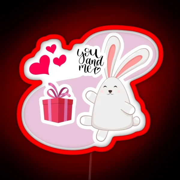 Valentine Rabbit Led Giving RGB Neon Sign