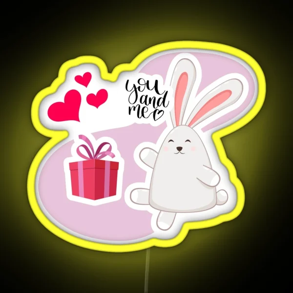 Valentine Rabbit Led Giving RGB Neon Sign