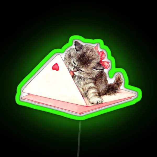 Valentine S Day Cat RGB Neon Sign