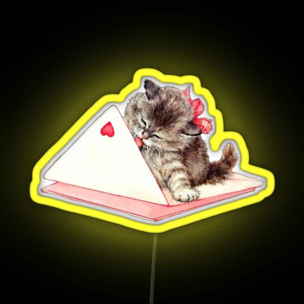 Valentine S Day Cat RGB Neon Sign