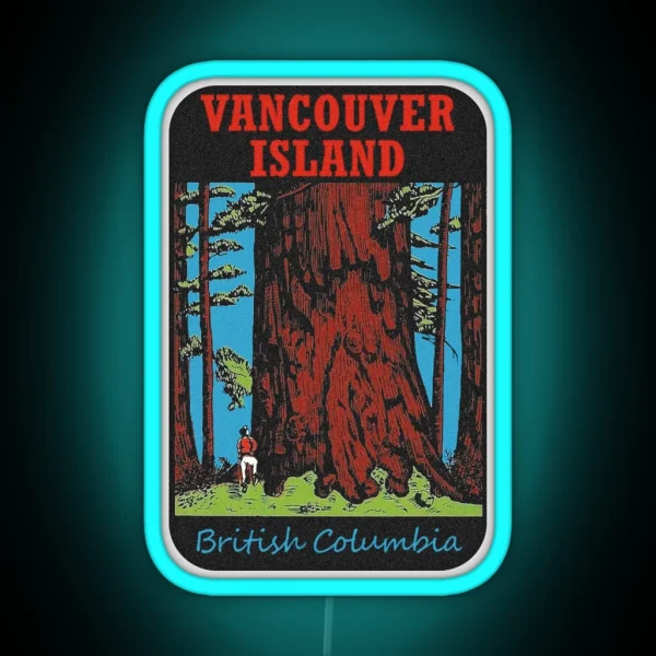Vancouver Island British Columbia Vintage Travel Decal RGB Neon Sign