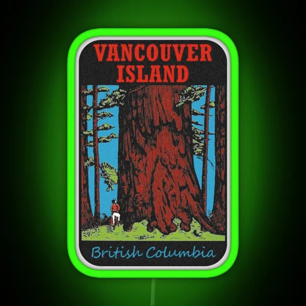 Vancouver Island British Columbia Vintage Travel Decal RGB Neon Sign