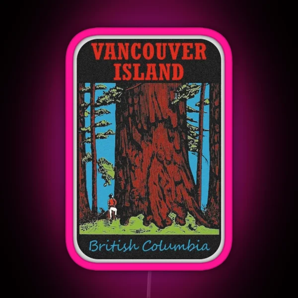 Vancouver Island British Columbia Vintage Travel Decal RGB Neon Sign