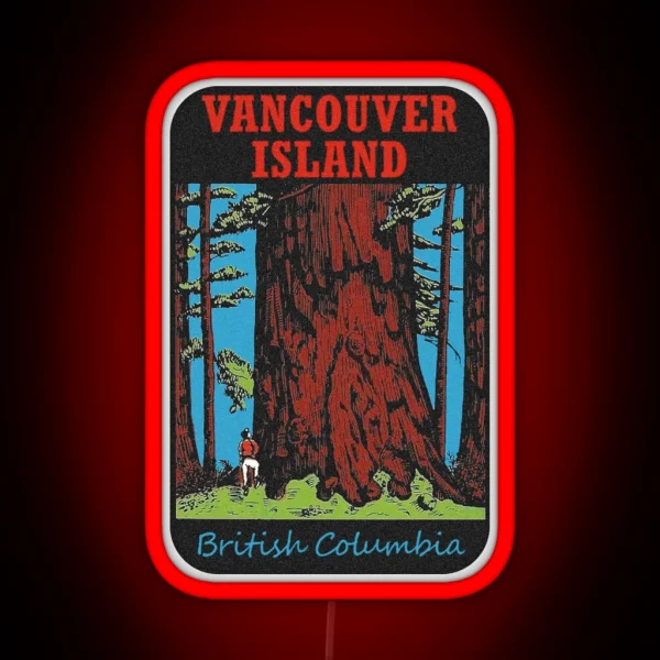 Vancouver Island British Columbia Vintage Travel Decal RGB Neon Sign