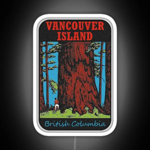 Vancouver Island British Columbia Vintage Travel Decal RGB Neon Sign