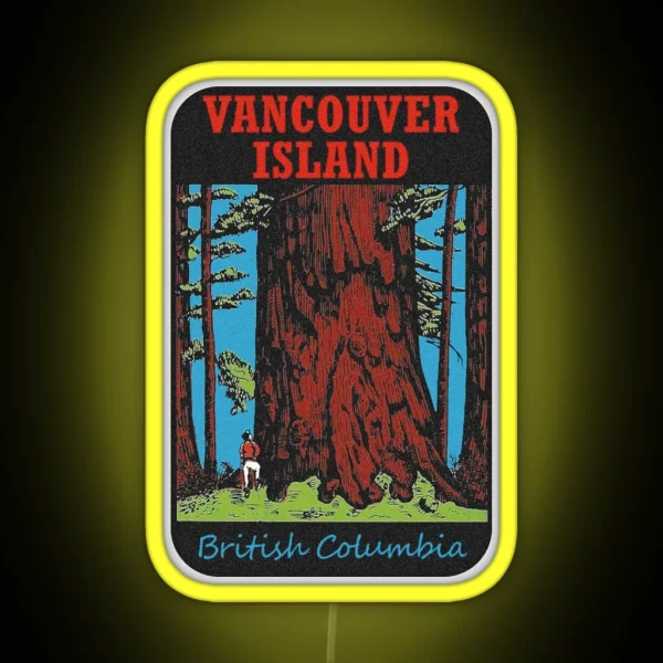 Vancouver Island British Columbia Vintage Travel Decal RGB Neon Sign