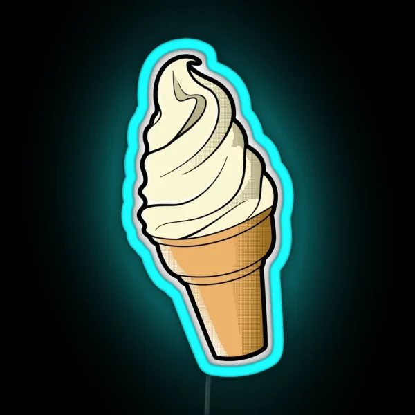 Vanilla Ice Cream Cone RGB Neon Sign